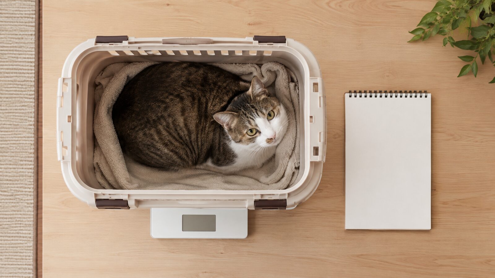 ブラシで猫の抜け毛を整え、皮膚の状態も確認している様子