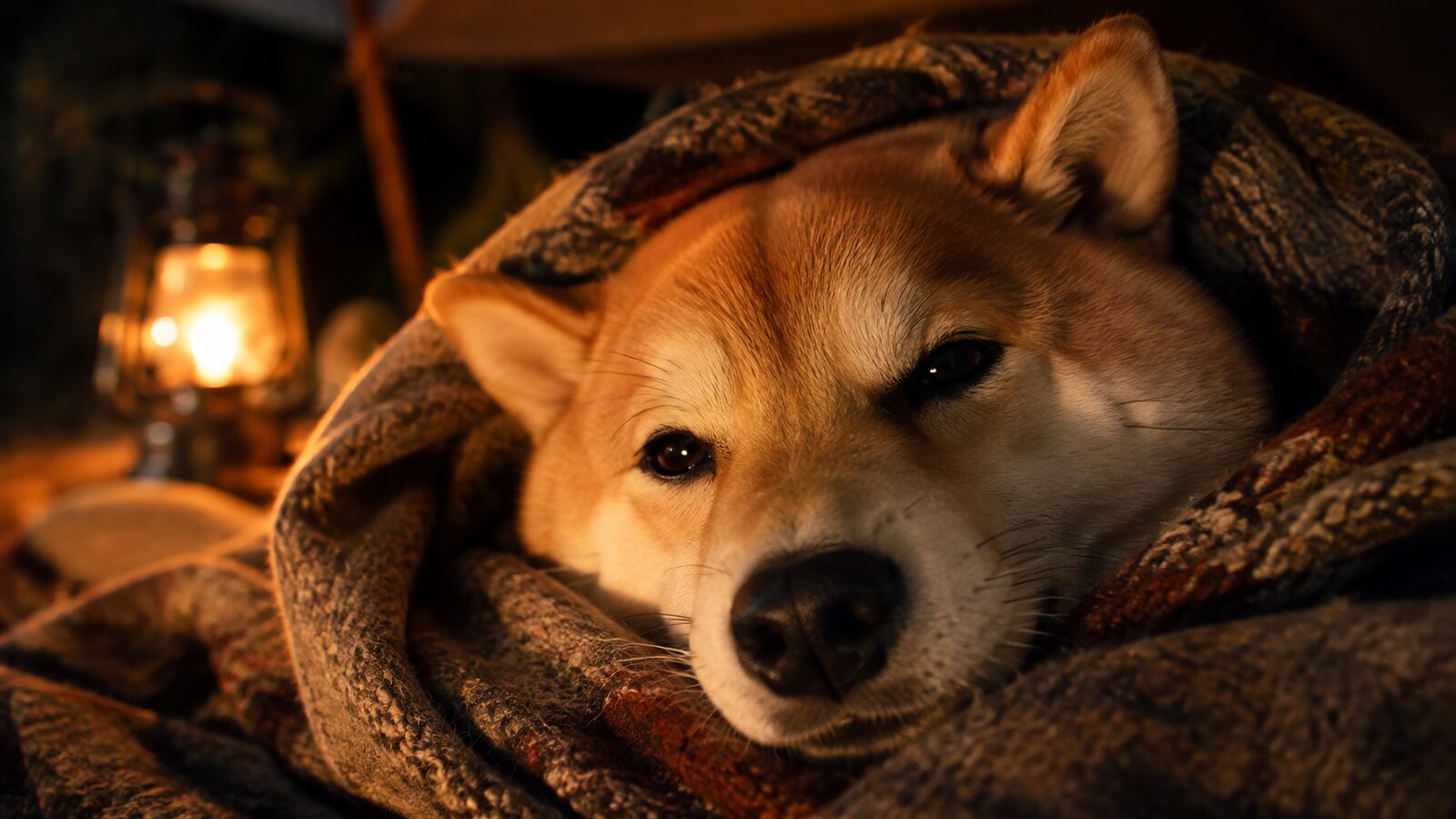 キャンプから帰宅した犬の耳の付け根や足先を確認する様子