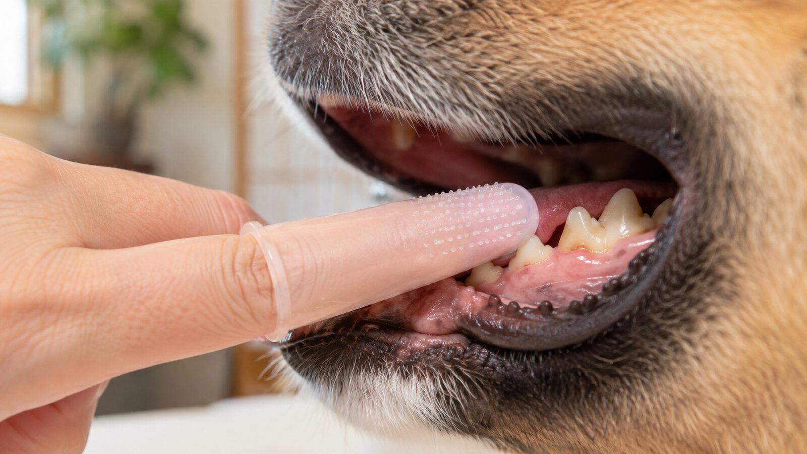 動物病院で歯の状態を確認してもらう犬