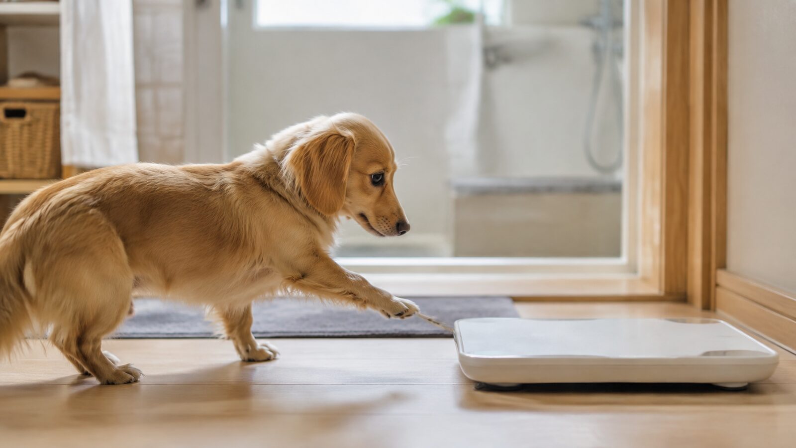計量カップと犬の飲み水を記録するノート