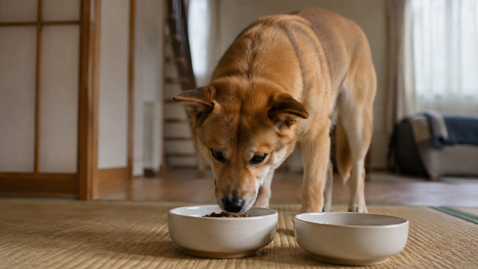 犬の便の記録ノートと計量したフードを並べた様子