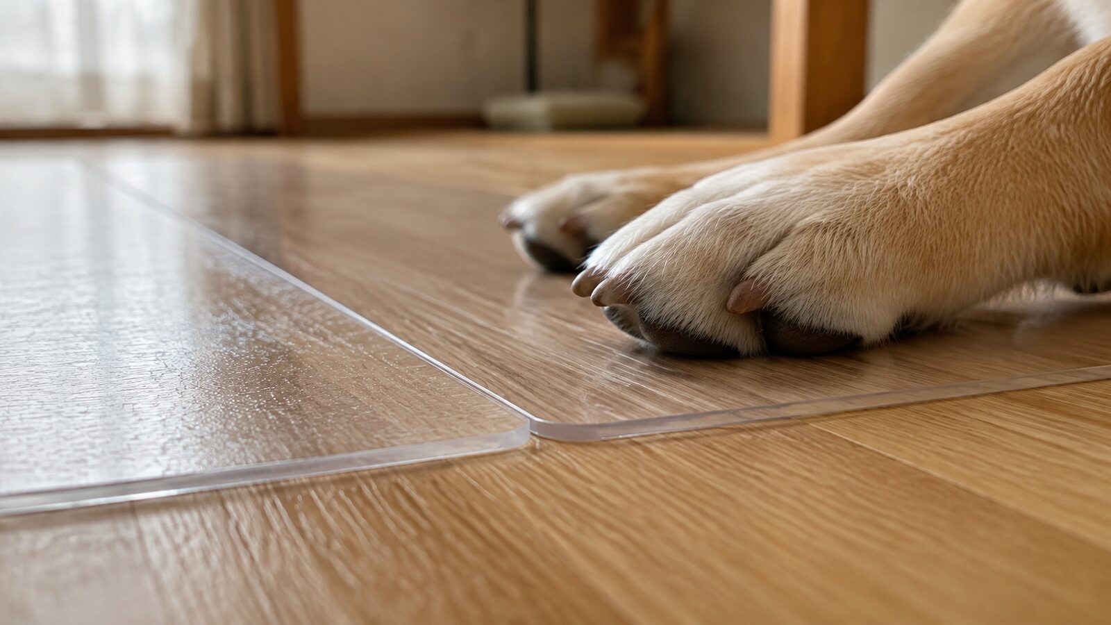 賃貸住宅の内見で床や窓、玄関の動線を確認する飼い主